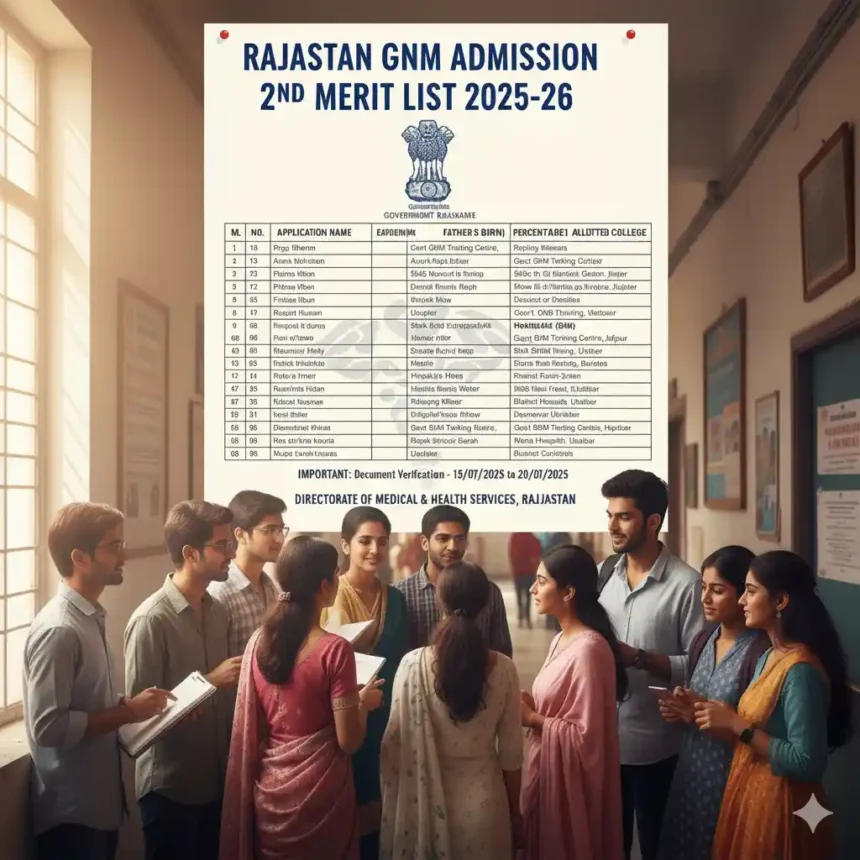 Rajasthan GNM Admission 2nd Merit List 2025